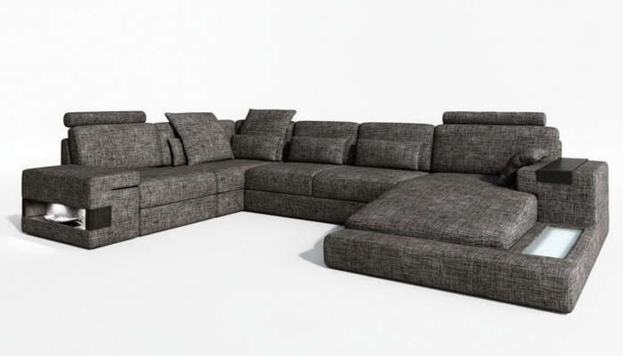 Modern Wohnzimmer Design Ecksëtzmiwwel Ecksëtz Stoffpolster Canapé Sofa U Form