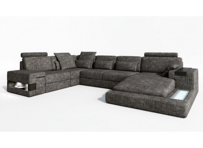 Modern Wohnzimmer Design Ecksëtzmiwwel Ecksëtz Stoffpolster Canapé Sofa U Form