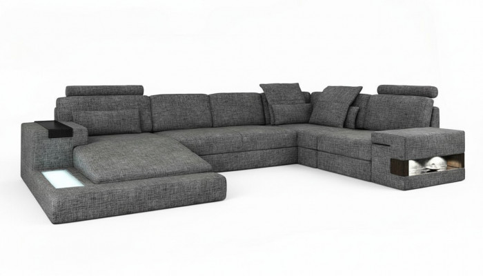 Ecksofa U-Form Design Modern Sofa Canapéen Textilsofa Canapé Wunnlandschaft Nei