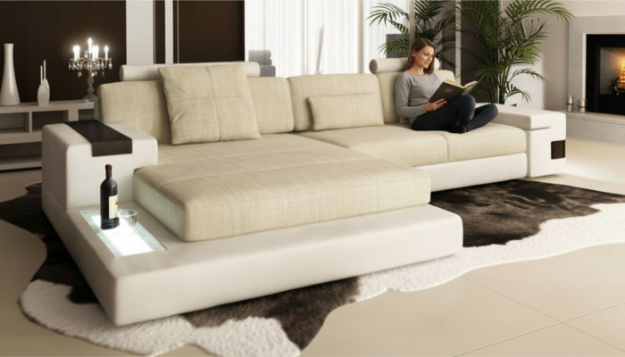 L-Form Bettfunktioun Canapé Lieder Sofaen Couchen Schlof Sofa Design Eckssofà