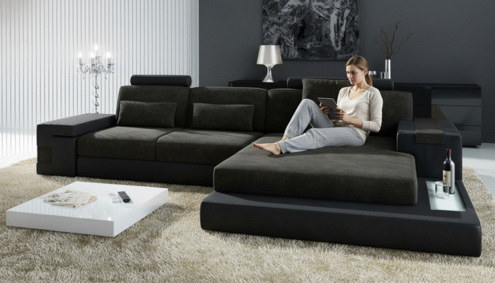 Ecksofa Sofa L-Form Textilsofa Couch Wohnlandschaft Esk Modern Sofae.