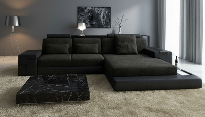 Ecksofa Sofa L-Form Textilsofa Couch Wohnlandschaft Esk Modern Sofae.