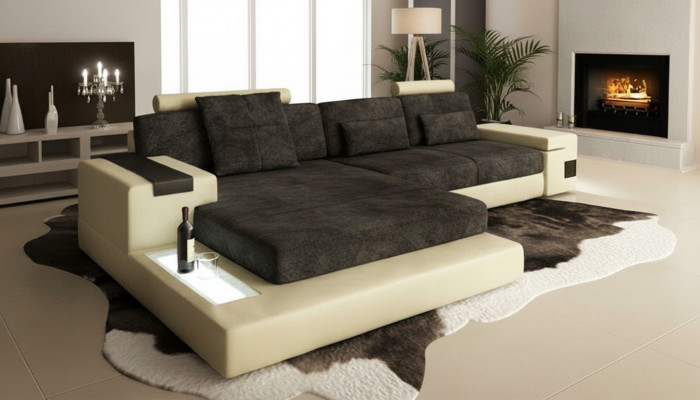 Schlof Eckcouch Wunnlandschaft Eckcouch Polster Eck Sëtz Couch Modern L Form Grouss