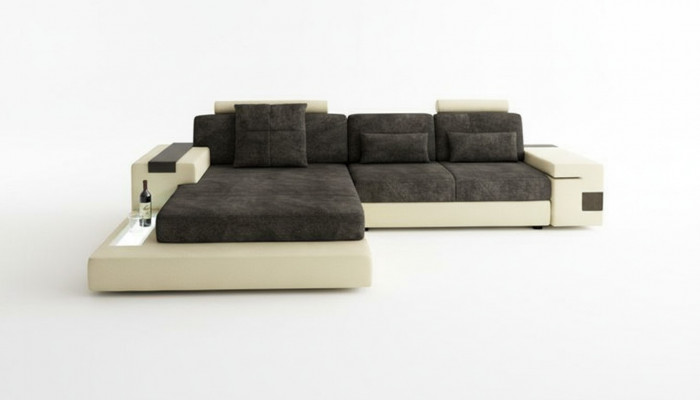 Schlof Eckcouch Wunnlandschaft Eckcouch Polster Eck Sëtz Couch Modern L Form Grouss