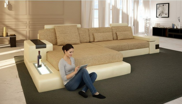 L-Form Sofa Canapé Design Canapé Textil Modern Dekoratioun Wunnlandschaft Eckssofa Nei