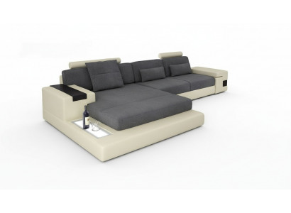 Luxus Sofa Canapé Eck Polsterméibel Wunnzëmmer L-Form Modern Design Textil Stoff