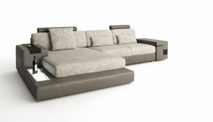 Design Sofa Couch Eckpolstermöbel Wunnzëmmer L-Form Modern Elegant Textil Stoff