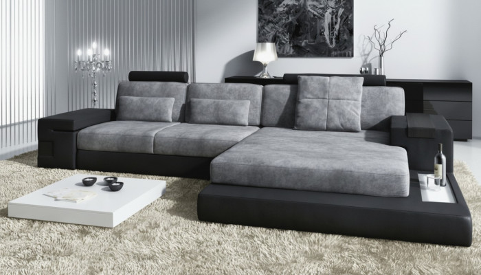 Eckcouch Wunnzëmmer L-Form Polster Canapé Textil Design NEI Modern