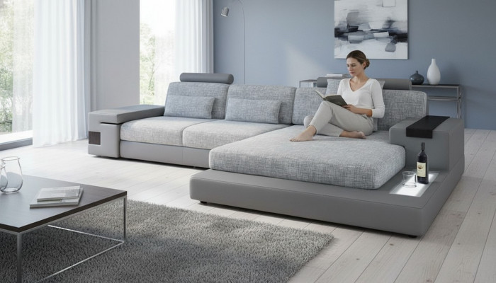 Design Eckcouch Lieder L-Form Moderne Stil Couch Polstermöbel Wunnzëmmer Neit