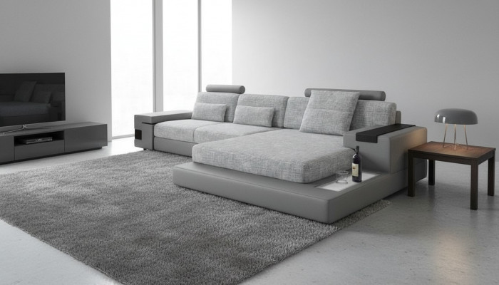 Design Eckcouch Lieder L-Form Moderne Stil Couch Polstermöbel Wunnzëmmer Neit