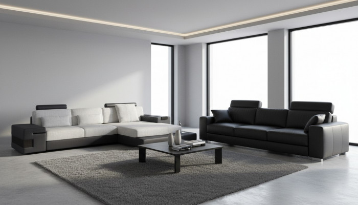 Stoff L-Form Couche Wunnzëmmer Ecksofa modern Design Textil grouss Sofa Modern