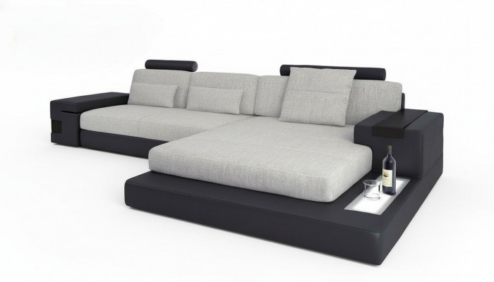 Stoff L-Form Couche Wunnzëmmer Ecksofa modern Design Textil grouss Sofa Modern