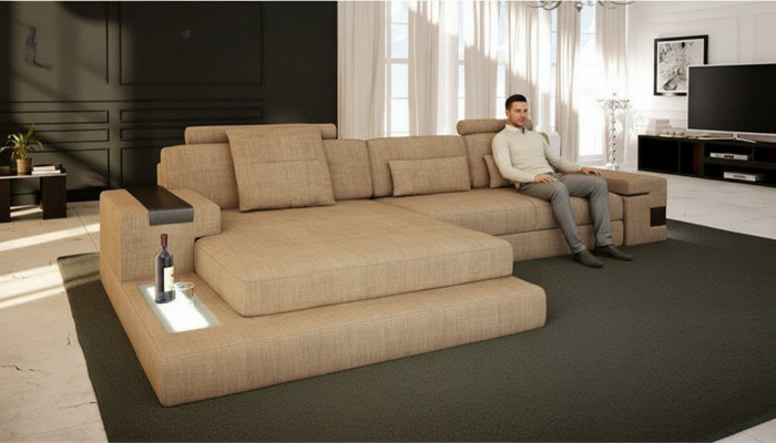 Design Modern Canapé Stoff Brong Eckcanapé L Form Couch Wunnlandschaft Canapé Eck Nei