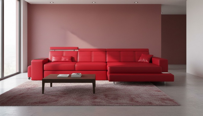 Miwwel Ecksofa Lieder Sofa Couch Polster Eck Sëtz Wunnlandschaft L-Form Nei
