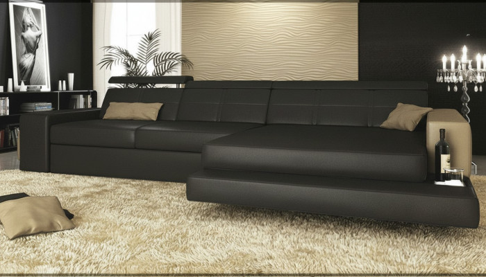 Eckcouch Canapé Polster Wongelandschaft Eck Ecke Lieder Sofa Schwaarz L Form