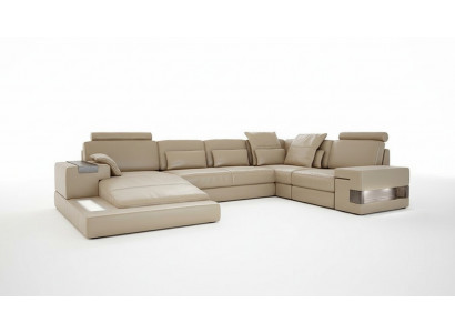 Wohnlandschaft Lieder Design Ecksofa U-Form Canapé Bettfunktioun Couch Textil Canapéë
