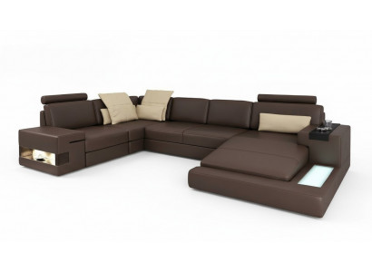 Design Ecksofa U-Form Schlofffunktioun Canapé Lieder Sofas Schloffcanapé Stoff Nei