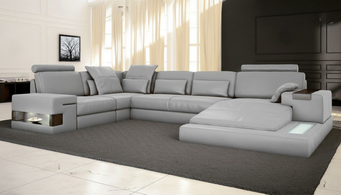Schlofsofa Canapé Design Polster Textil Eck Wunnlandschaft Eckcanapé Stoff U-Form