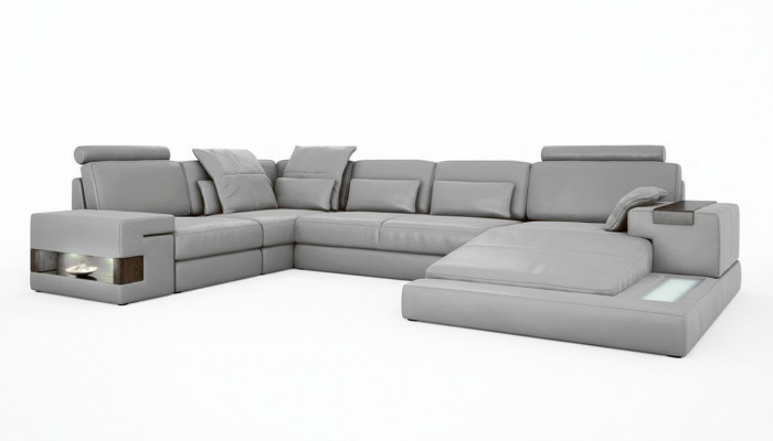 Schlofsofa Canapé Design Polster Textil Eck Wunnlandschaft Eckcanapé Stoff U-Form