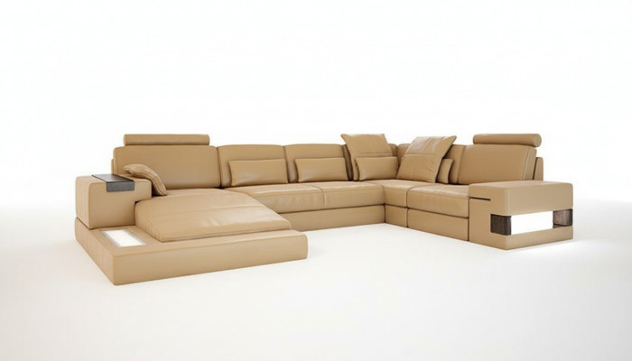 Design Polster Modern Lieder Bettfunktioun nei Stoff Ecksofa U-Form Sofa Couch