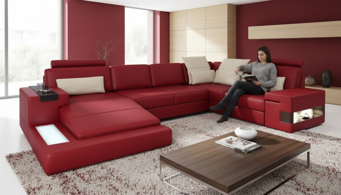 Wunnlandschaft Ecksofa U-Form Couch Sëtz Polster Sofa Modern Sofa Nei