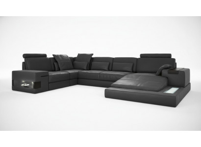 Ecksofa U-Form Couch Design Polster Textil Nei Wunnlandschaft Bettfunktioun Stoff