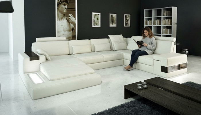 Ecksofa Wunnlandschaft U-Form Sofa Eckcouch Couch Design Polster Nei