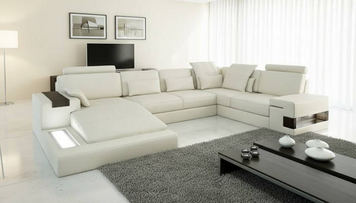 Ecksofa Wunnlandschaft U-Form Sofa Eckcouch Couch Design Polster Nei