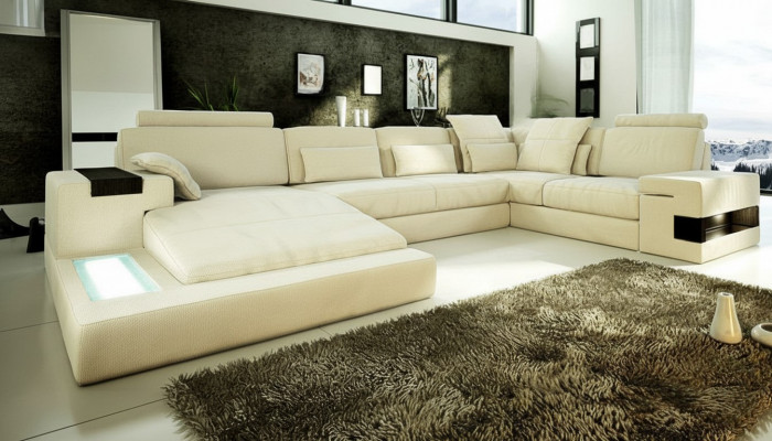 U-Form Sofa Couch Design Polster Modern Textil Nei Wunnlandschaft Lieder Ecksofa