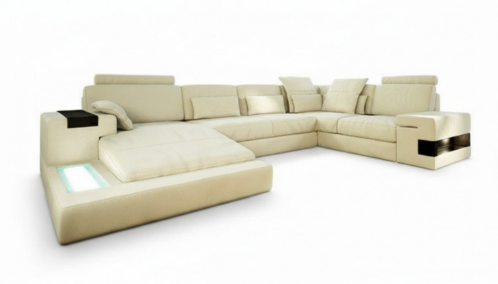 U-Form Sofa Couch Design Polster Modern Textil Nei Wunnlandschaft Lieder Ecksofa