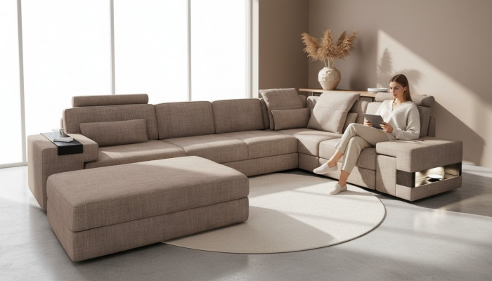 Wunnlandschaft Ecksofa L-Form Sofa Set Design Couch Textil Modern Polster Nei