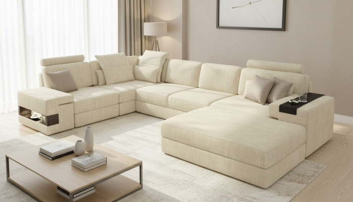 Textilsofa L-Form Sofa Miwwelen Wunnzëmmer Eck Design Modern Mëll Stil 2tlg.Set