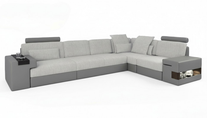 Designer Eckcouch Wunnzëmmer Wunnzëmmer Luxus L-Form Sofae nei Stoffsofaen