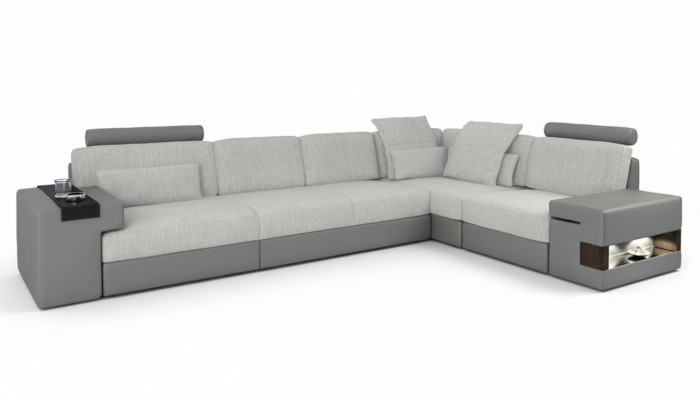 Modern Design Sofa L-Form Sofas Grau NEI Canapé Eck Lieder Wunnzëmmer Canapéen