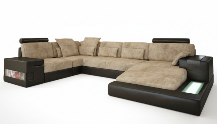 Eckcouch Grouss Wunnlandschaft Couche Sofa Polster Sëtz Lieder U Form Wunnzëmmer Nei