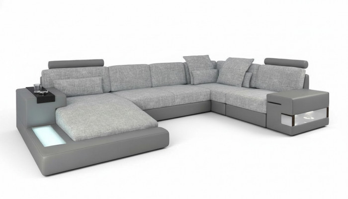 U-Form Miwwel Canapé-Bett Funktiounen Polster Textil Moud Design Wénkelcouch Nei Canapé