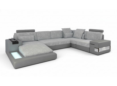 U-Form Miwwel Canapé-Bett Funktiounen Polster Textil Moud Design Wénkelcouch Nei Canapé