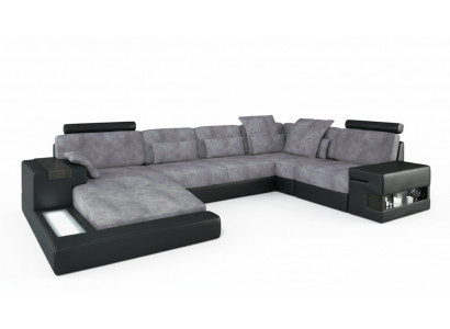 Designer Modern Luxus Textil Canapé U-Form Miwwel mat Schloffunktion gro NEI