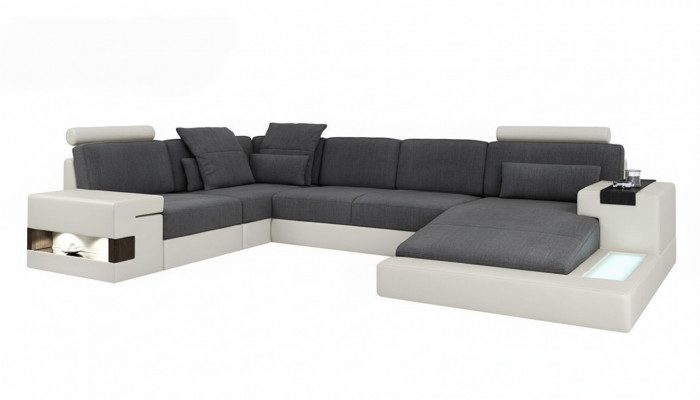 Eck Eckcanapé U-Form Wunnlandschaft Canapé Couch Polster Stoff Canapéen Lieder Nei