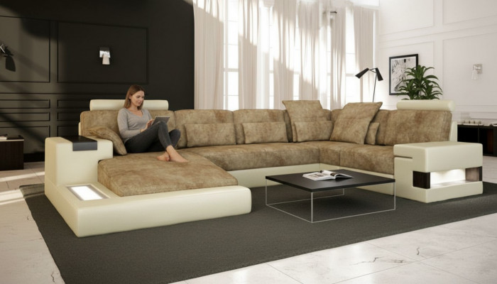 Wunnlandschaft Sofa Couch Polster Vintage Sofaen Eck Ecksofa U-Form Nei