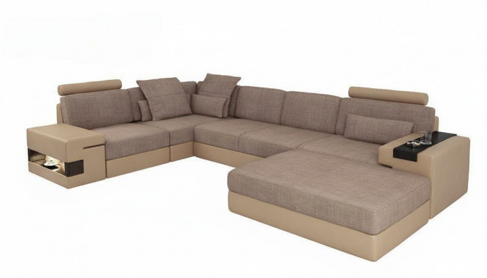 Modern Ecksofa Set L-Form gepolsterte Sëtzer Canapé Wunnlandschaft Schemel Miwwelen