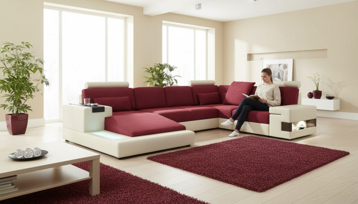 Liederdivan Designer Divan U Form Wunnlandschaft Canapé Polster Wénkeledivan Nei