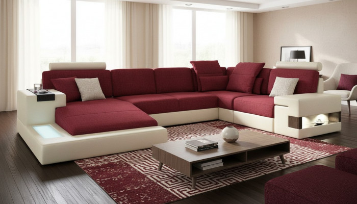 Liederdivan Designer Divan U Form Wunnlandschaft Canapé Polster Wénkeledivan Nei
