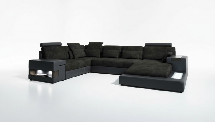 Design Canapé Eckcanapé U-Form Modern gepolstert Wohnzimmer Miwwelen Eckcanapé Textilcanapé