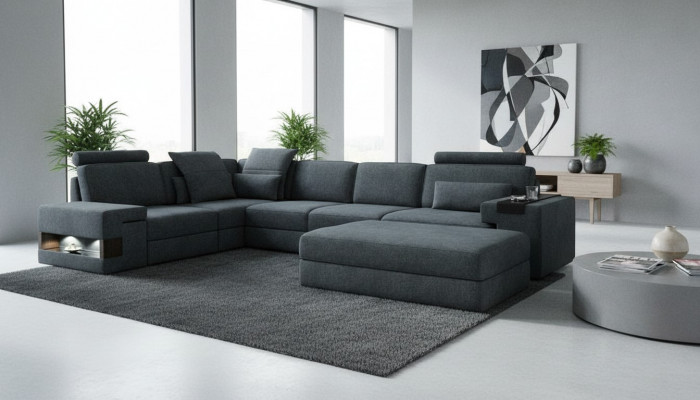 Design Sofa Couch Eck mat Hocker Miwwelen Wunnzëmmer L-Form Modern Luxus