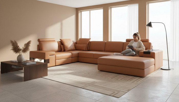 Modern Luxus Sofa Eck Set L-Form gepolstert Lieder Miwwelen Ledersofa