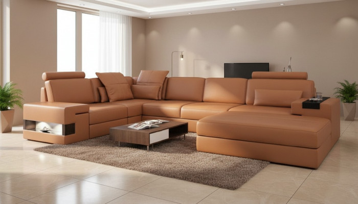 Modern Luxus Sofa Eck Set L-Form gepolstert Lieder Miwwelen Ledersofa