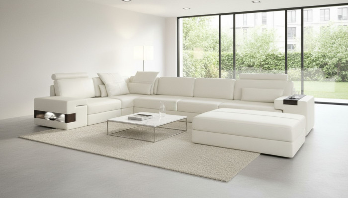 Designer Sofa Polster Canapé Ecksofa mat Hocker Garnitur Wunnlandschaft L-Form
