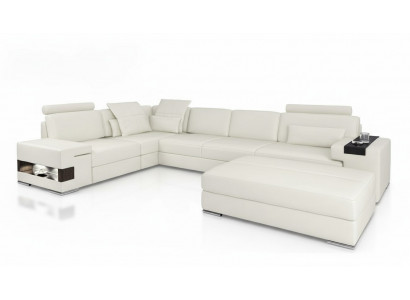 Designer Sofa Polster Canapé Ecksofa mat Hocker Garnitur Wunnlandschaft L-Form