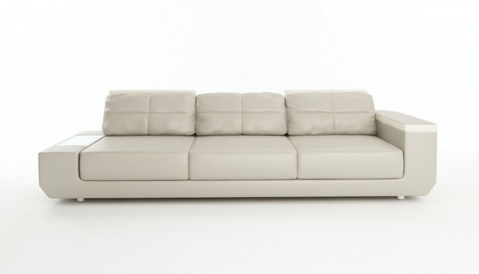 3-Sëtz Sofa Luxus Kënschtleeder Couchen grouss Këssen Designer Miwwelen Dräisëtzer
